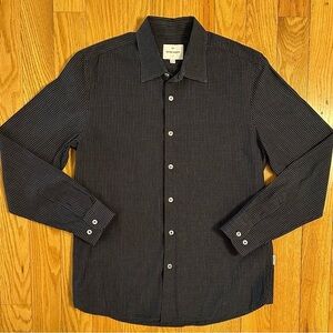 Peter Werth London N1 Men's S Blackish Navy Checkered Grid Lines Button Down